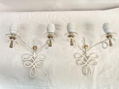 Ren Drouet Pair of 1940s wrought iron sconces by Ren Drouet