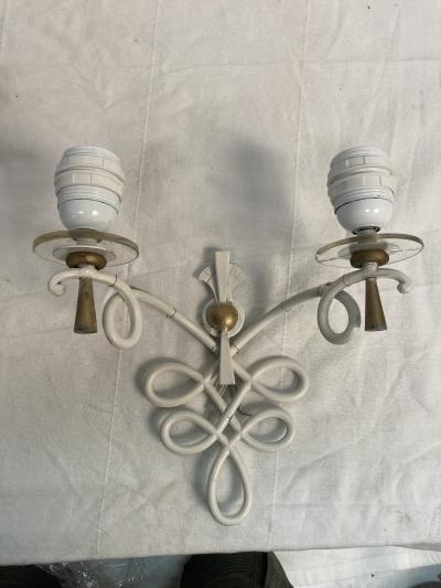 Ren Drouet Pair of 1940s wrought iron sconces by Ren Drouet