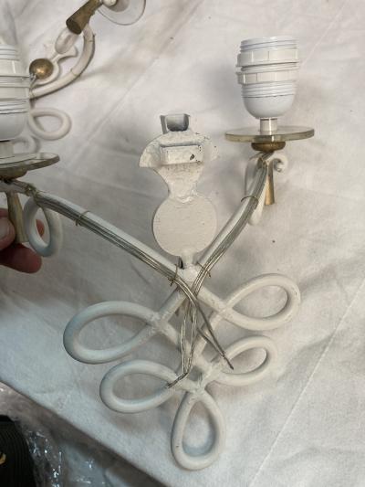 Ren Drouet Pair of 1940s wrought iron sconces by Ren Drouet