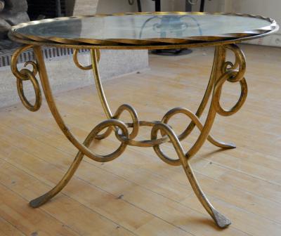 Ren Drouet Rene Drouet Gold Leaf Wrought Iron Coffee Table