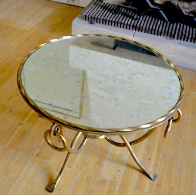 Ren Drouet Rene Drouet Gold Leaf Wrought Iron Coffee Table