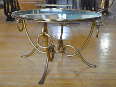 Ren Drouet Rene Drouet Gold Leaf Wrought Iron Coffee Table