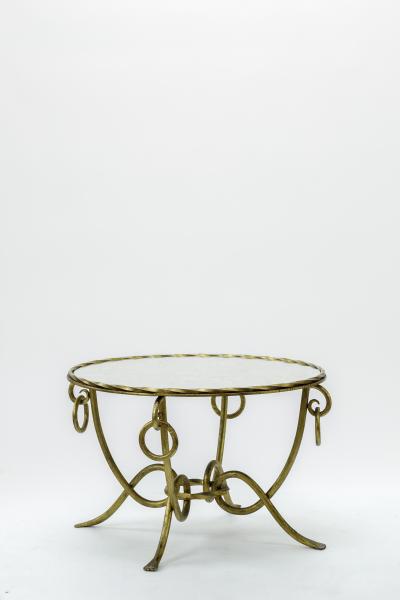 Ren Drouet Rene Drouet gold leaf wrought iron round coffee table