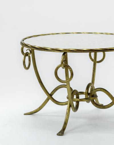 Ren Drouet Rene Drouet gold leaf wrought iron round coffee table