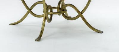 Ren Drouet Rene Drouet gold leaf wrought iron round coffee table