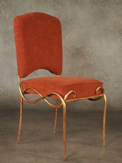 Ren Drouet Rene Drouet pair of gilt iron side chairs