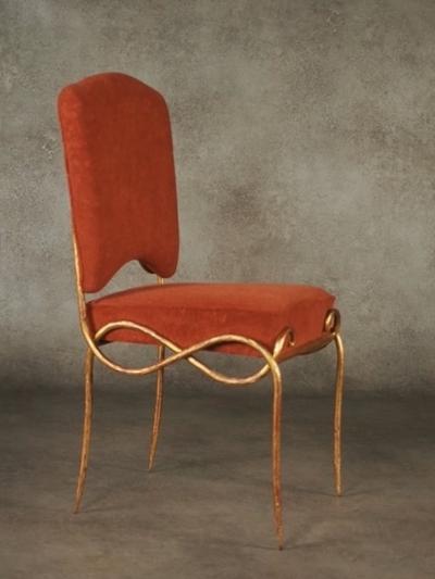 Ren Drouet Rene Drouet pair of gilt iron side chairs