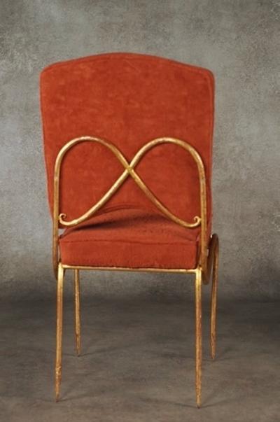 Ren Drouet Rene Drouet pair of gilt iron side chairs
