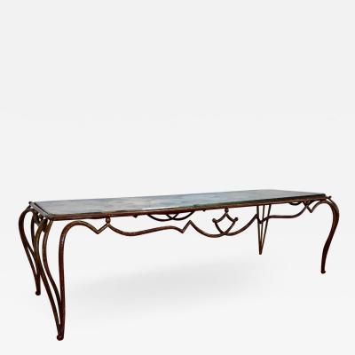 Ren Drouet Rene Drouet superb long gold leaf wrought iron coffee table