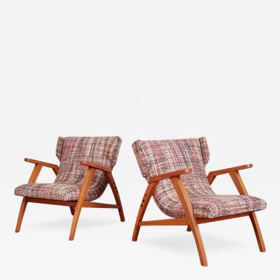 Ren Gabriel 1940S FRENCH OAK RECLINING WINGBACK CHAIRS