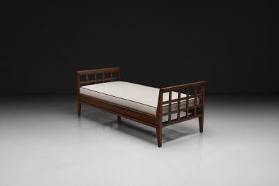 Ren Gabriel Daybed with Oak Cross Braced Frame by Ren Gabriel France ca 1945