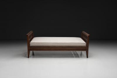 Ren Gabriel Daybed with Oak Cross Braced Frame by Ren Gabriel France ca 1945