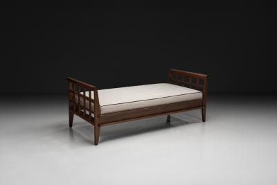 Ren Gabriel Daybed with Oak Cross Braced Frame by Ren Gabriel France ca 1945