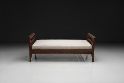 Ren Gabriel Daybed with Oak Cross Braced Frame by Ren Gabriel France ca 1945