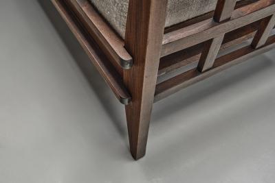 Ren Gabriel Daybed with Oak Cross Braced Frame by Ren Gabriel France ca 1945