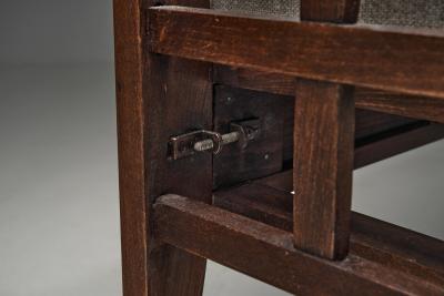 Ren Gabriel Daybed with Oak Cross Braced Frame by Ren Gabriel France ca 1945
