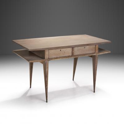Ren Gabriel Limed Oak Desk in the Manner of Ren Gabriel France 1940s