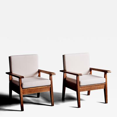 Ren Gabriel Pair of 1940s French Lounge Chairs in the Manner of Ren Gabriel