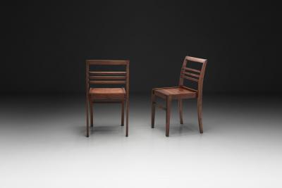 Ren Gabriel Pair of Model 103 Oak Side Chairs by Ren Gabriel France 1940s