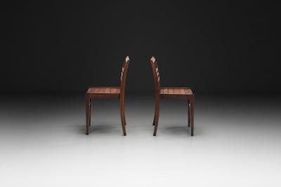Ren Gabriel Pair of Model 103 Oak Side Chairs by Ren Gabriel France 1940s