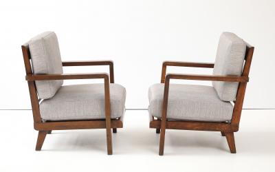Ren Gabriel Pair of Ren Gabriel Armchairs with New Upholstered Cushions France 1940