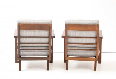 Ren Gabriel Pair of Ren Gabriel Armchairs with New Upholstered Cushions France 1940
