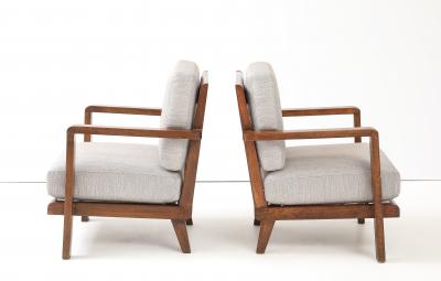 Ren Gabriel Pair of Ren Gabriel Armchairs with New Upholstered Cushions France 1940