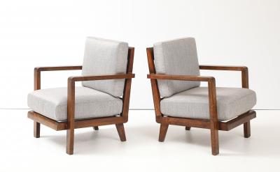 Ren Gabriel Pair of Ren Gabriel Armchairs with New Upholstered Cushions France 1940