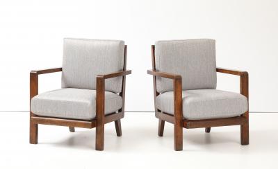 Ren Gabriel Pair of Ren Gabriel Armchairs with New Upholstered Cushions France 1940