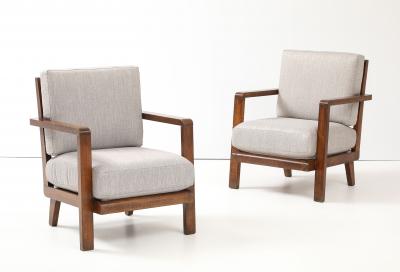 Ren Gabriel Pair of Ren Gabriel Armchairs with New Upholstered Cushions France 1940
