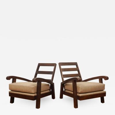 Ren Gabriel Pair of Vintage Open Arm Lounge Chairs