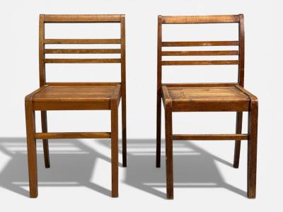 Ren Gabriel Rene Gabriel Reconstruction Era Dining Chairs Beech Wood France 1940s