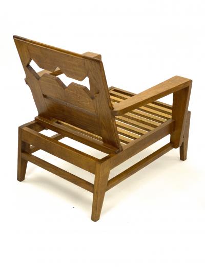 Ren Gabriel Rene Gabriel rarest unseen pair of carved oak lounge chairs