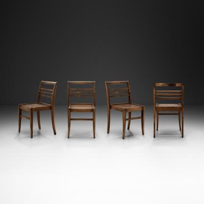 Ren Gabriel Set of Four Model 103 Oak Dining Chairs by Ren Gabriel France 20th Century