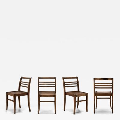 Ren Gabriel Set of Four Model 103 Oak Dining Chairs by Ren Gabriel France 20th Century