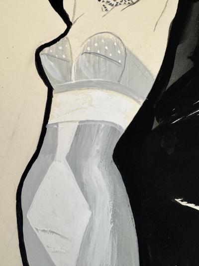 Ren Gruau Vintage Bra and Girdle Advertisement Winged Fashion Model Original Art for Sale