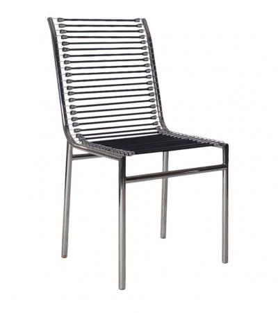 Ren Herbst Mid Century Italian Modern Black and Chrome Cord Bauhaus Chairs by Rene Herbst