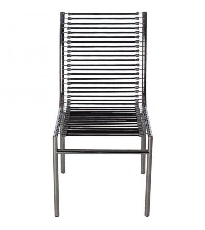 Ren Herbst Mid Century Italian Modern Black and Chrome Cord Bauhaus Chairs by Rene Herbst