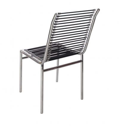 Ren Herbst Mid Century Italian Modern Black and Chrome Cord Bauhaus Chairs by Rene Herbst