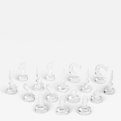 Ren Lalique Lalique Co 16 Art Deco Sculptural Fauna Place Card Holders in Frosted Glass Signed Lalique