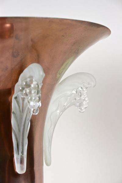 Ren Lalique Lalique Co 20th Century Art Deco Copper Table Lamp With Lalique Glass France ca 1920