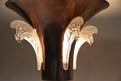 Ren Lalique Lalique Co 20th Century Art Deco Copper Table Lamp With Lalique Glass France ca 1920