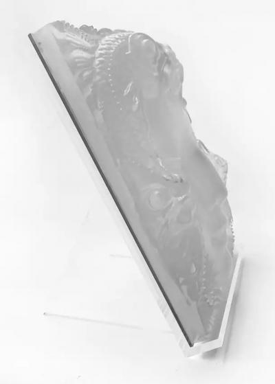 Ren Lalique Lalique Co Acrylic Plaque on Stand After Laliques Masque de Femme 