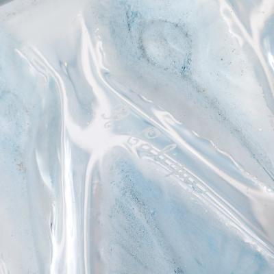 Ren Lalique Lalique Co Art Deco Smoked Cerulean Hue Frosted and Transparent Glass Vase signed Lalique