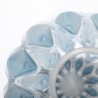 Ren Lalique Lalique Co Art Deco Smoked Cerulean Hue Frosted and Transparent Glass Vase signed Lalique