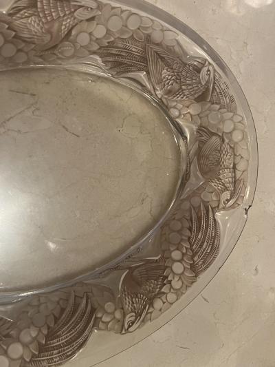 Ren Lalique Lalique Co BEAUTIFUL ART DECO PHEASANT PATTERN RENE LALIQUE GLASS PLATTER