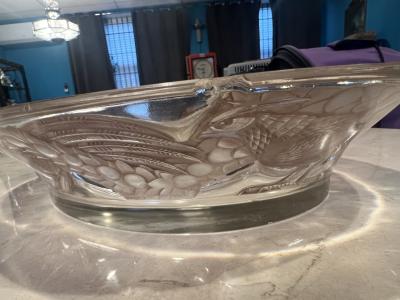 Ren Lalique Lalique Co BEAUTIFUL ART DECO PHEASANT PATTERN RENE LALIQUE GLASS PLATTER