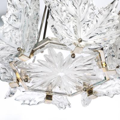 Ren Lalique Lalique Co Mid Century Champs lys es Frosted Crystal Chandelier signed Ren Lalique
