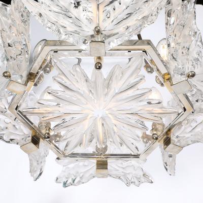 Ren Lalique Lalique Co Mid Century Champs lys es Frosted Crystal Chandelier signed Ren Lalique