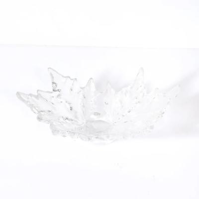 Ren Lalique Lalique Co Mid Century Modernist Crystal Champs lys es Centerpiece Bowl signed Lalique